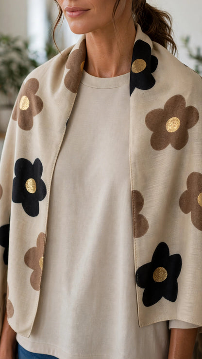 Foulard FLORA [ Beige ] Eylim Boutique