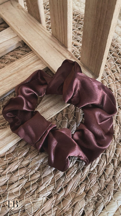 Chouchou SATINÉ [ Marron ] - Eylim Boutique