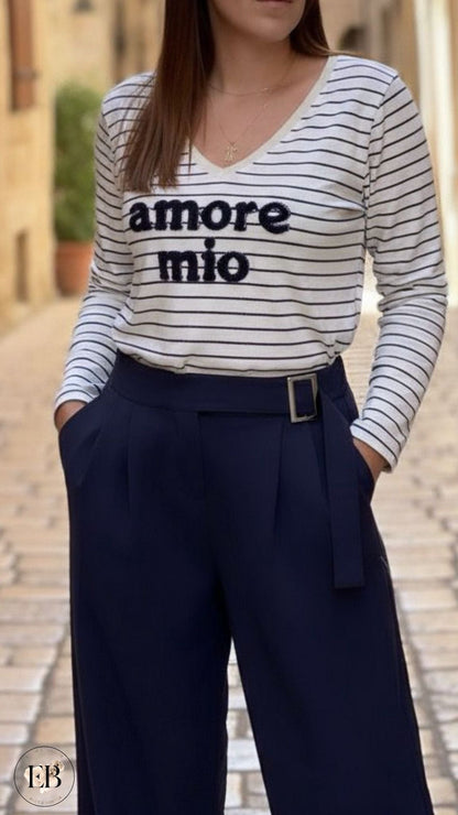 T-shirt AMORE MIO [ Bleu marine ] Eylim Boutique