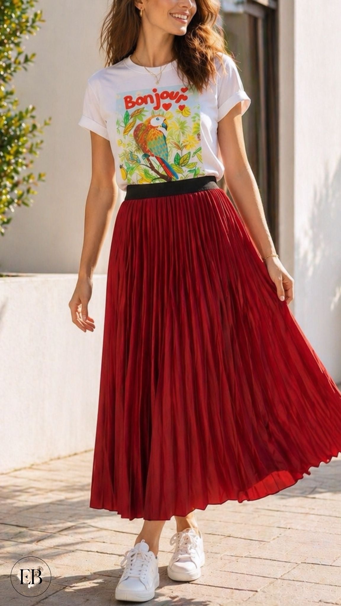Jupe plissée AUDREY [ Bordeaux ] Eylim Boutique