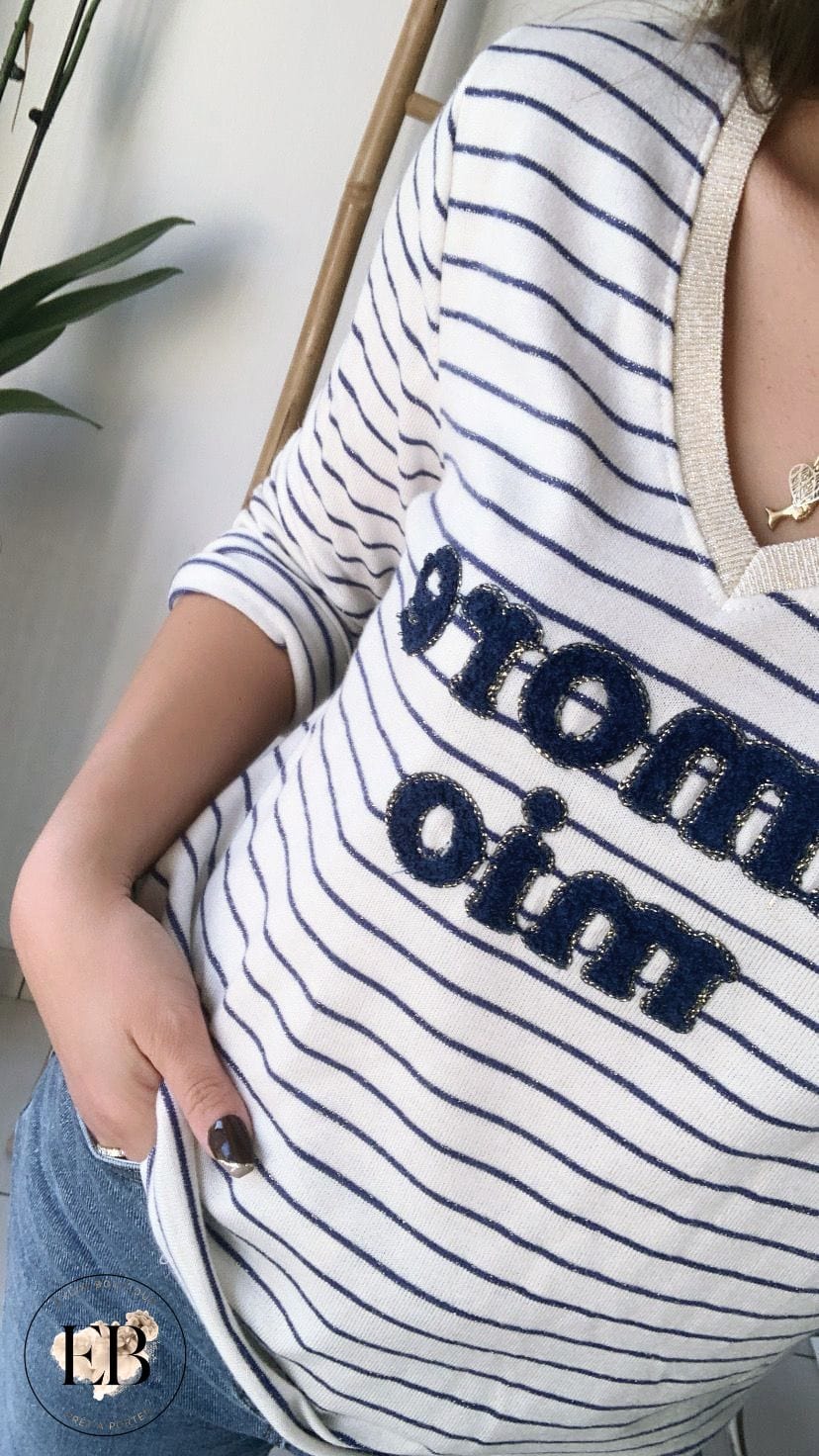 T-shirt AMORE MIO [ Bleu marine ]