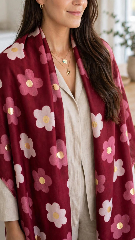 Foulard FLORA [ Bordeaux ] Eylim Boutique