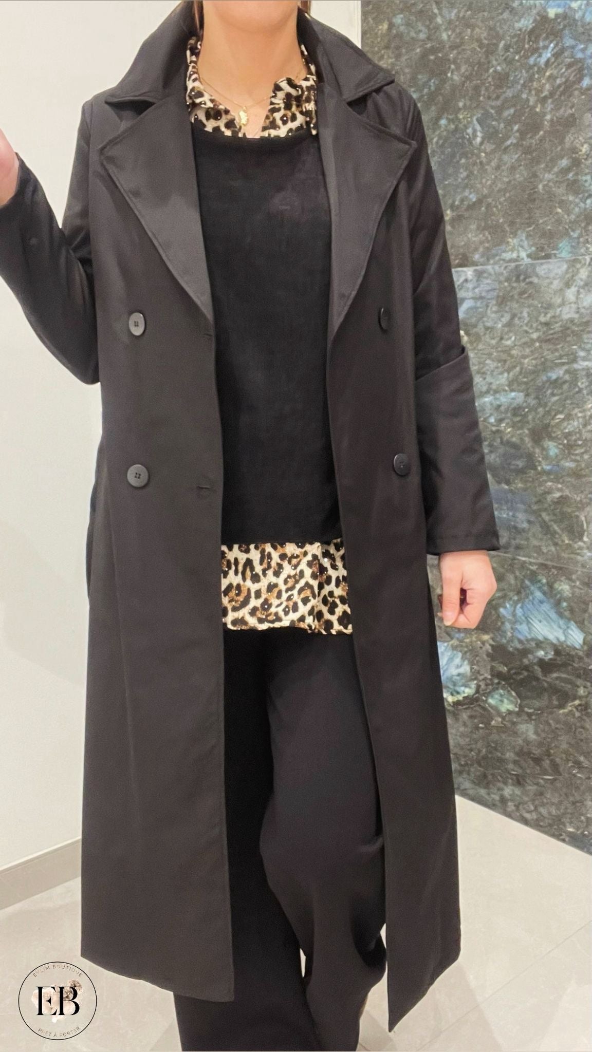 Trench long [ Noir ] Eylim Boutique