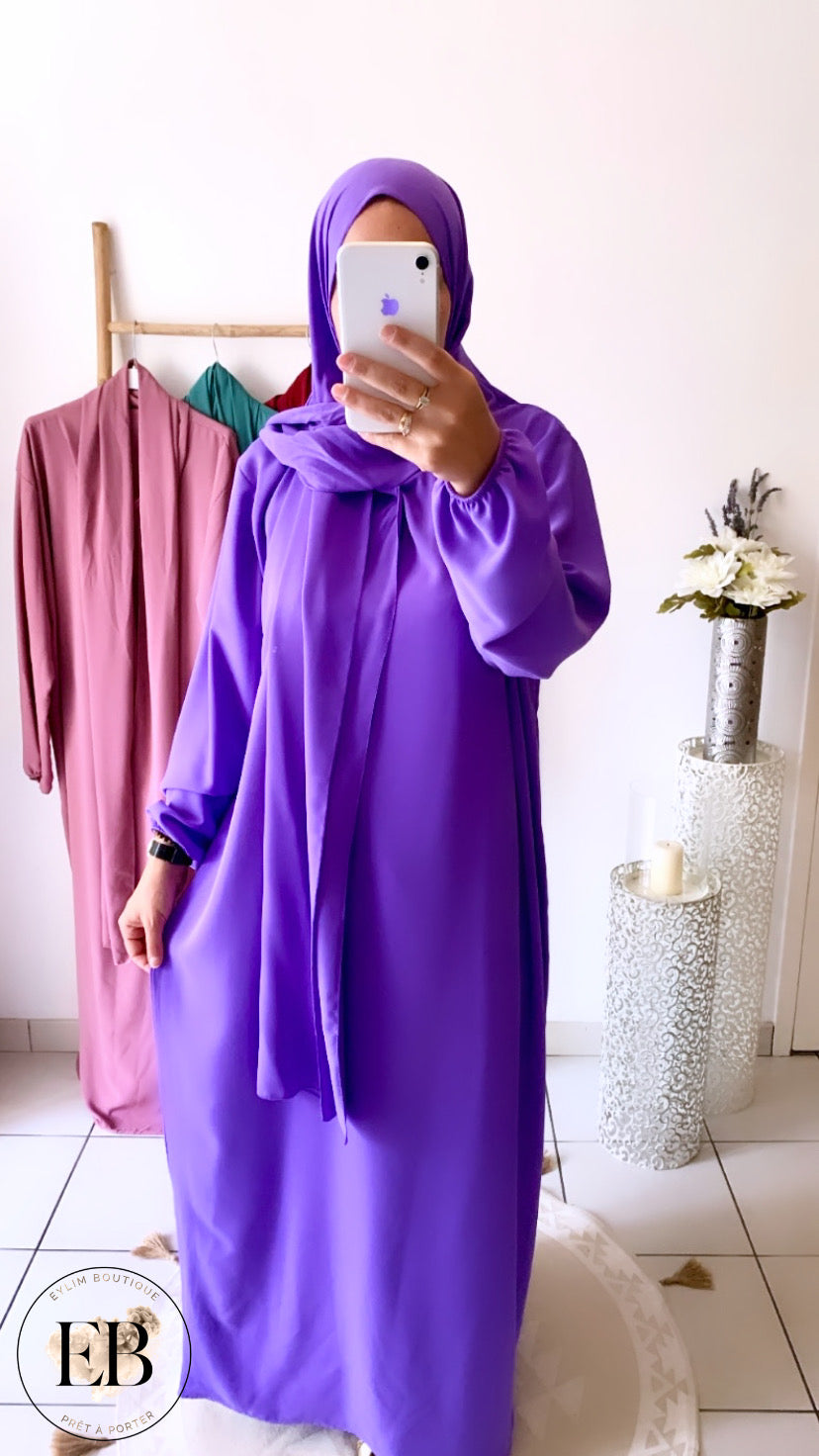 Abaya / hijab intégré DOUNIA [ Violet ]