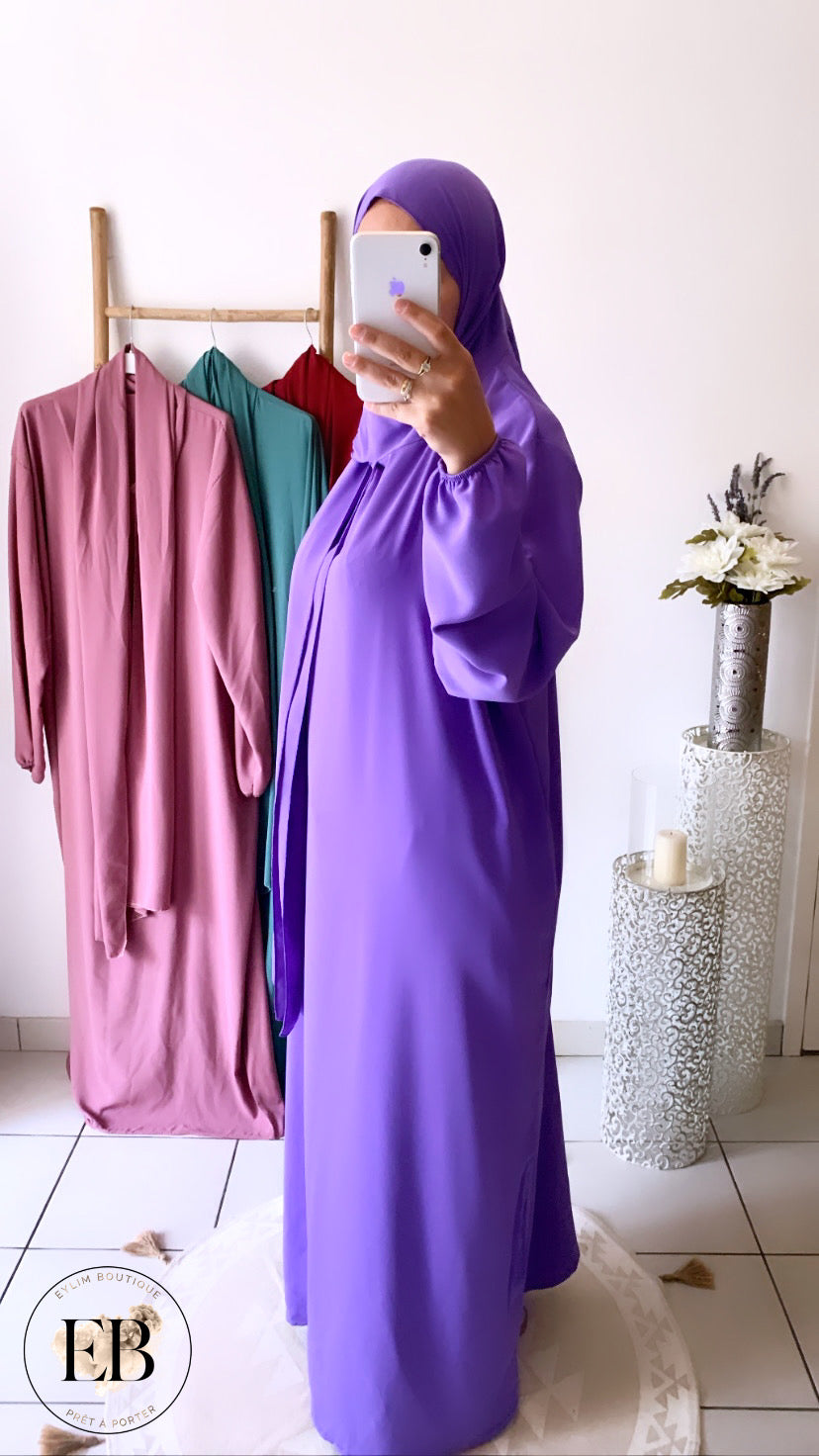 Abaya / hijab intégré DOUNIA [ Violet ]