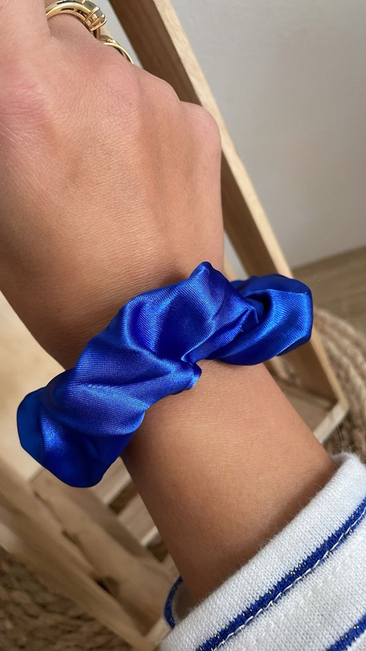 Chouchou SATINÉ [ Bleu roi ]