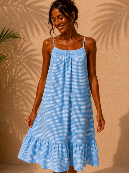 Robe vichy GAËLLE [ Bleu ] Eylim Boutique