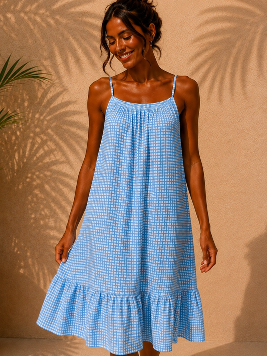 Robe vichy GAËLLE [ Bleu ] Eylim Boutique