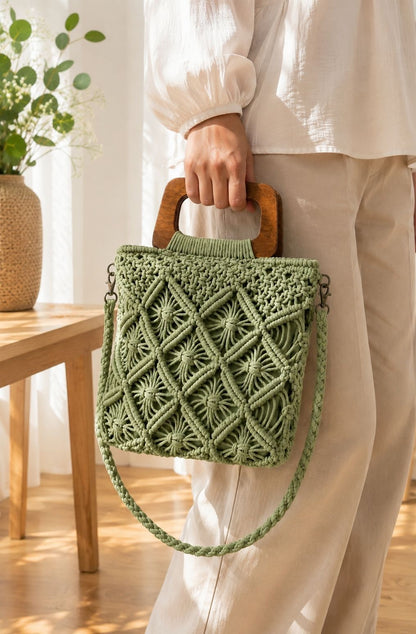 Sac à mains / bandoulière en crochet [ Vert ] Eylim Boutique