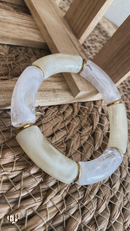 Bracelet ARIA [ Blanc / Écru ] - Eylim Boutique