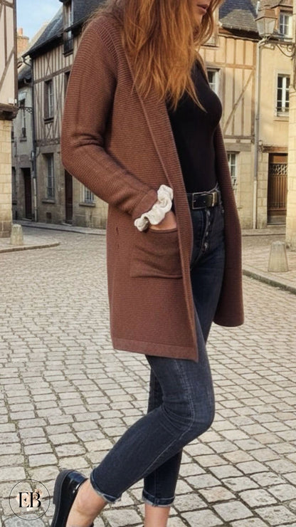 Gilet à capuche CÉLESTE [ Chocolat ] - Eylim Boutique