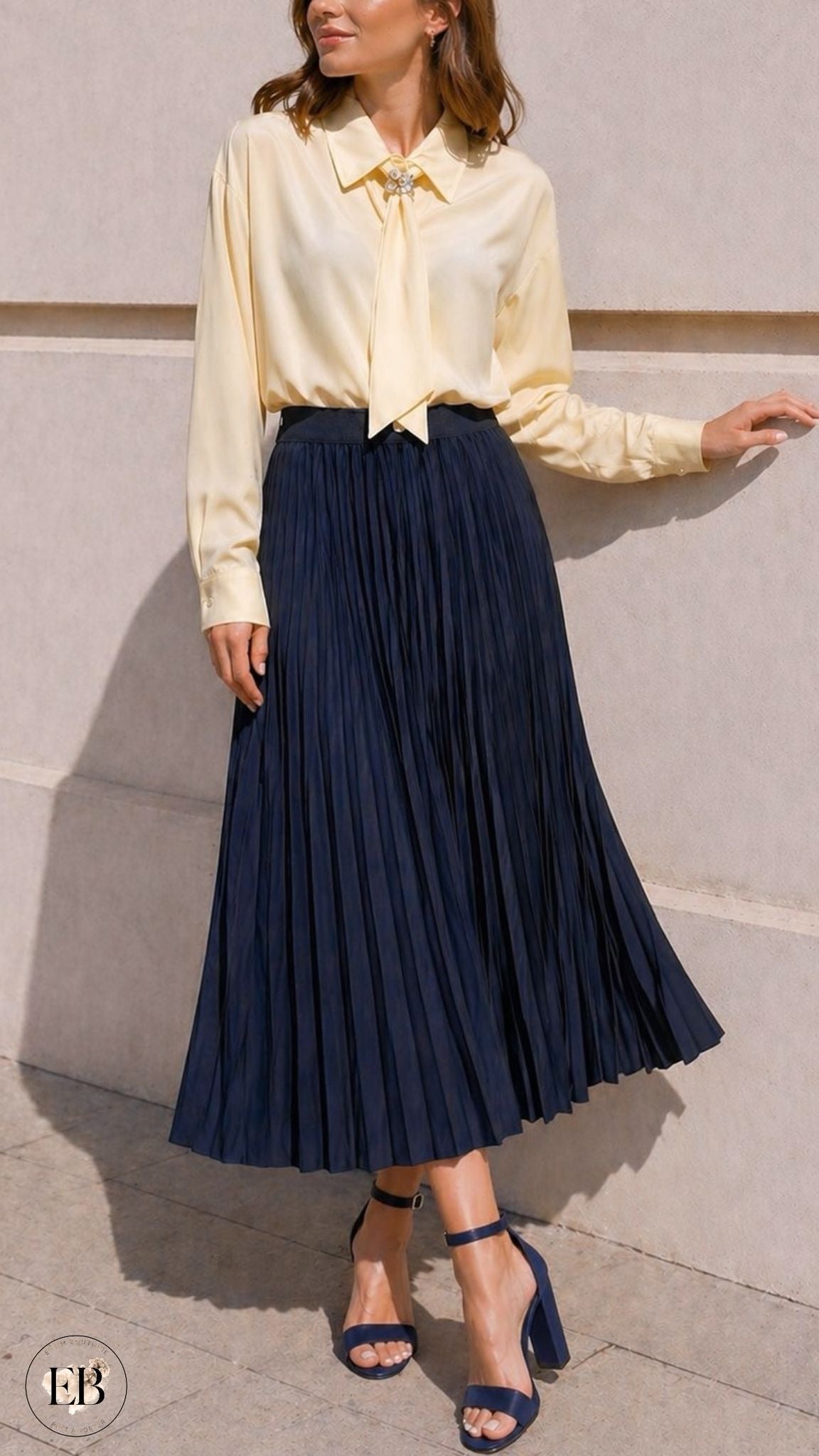 Jupe plissée AUDREY [ Bleu marine ] Eylim Boutique
