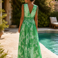 Robe longue col v LINA [ Vert ] Eylim Boutique