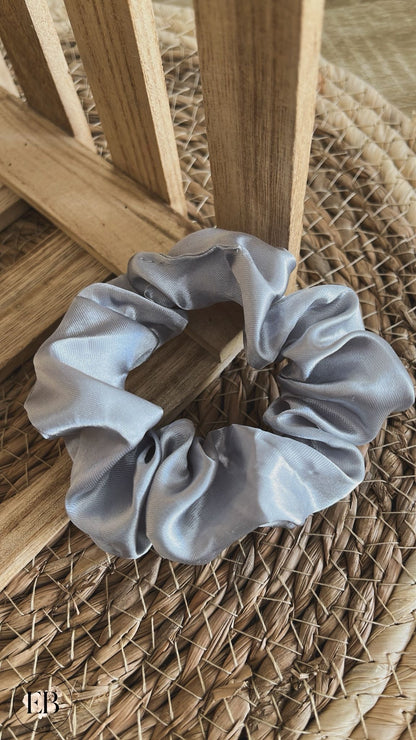 Chouchou SATINÉ [ Gris argenté ] - Eylim Boutique