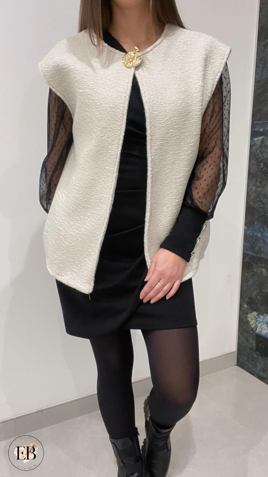 Gilet sans manches ADÈLE [ Écru ] Eylim Boutique