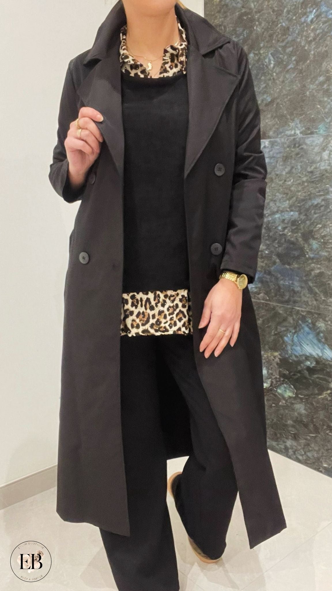 Trench long [ Noir ] Eylim Boutique