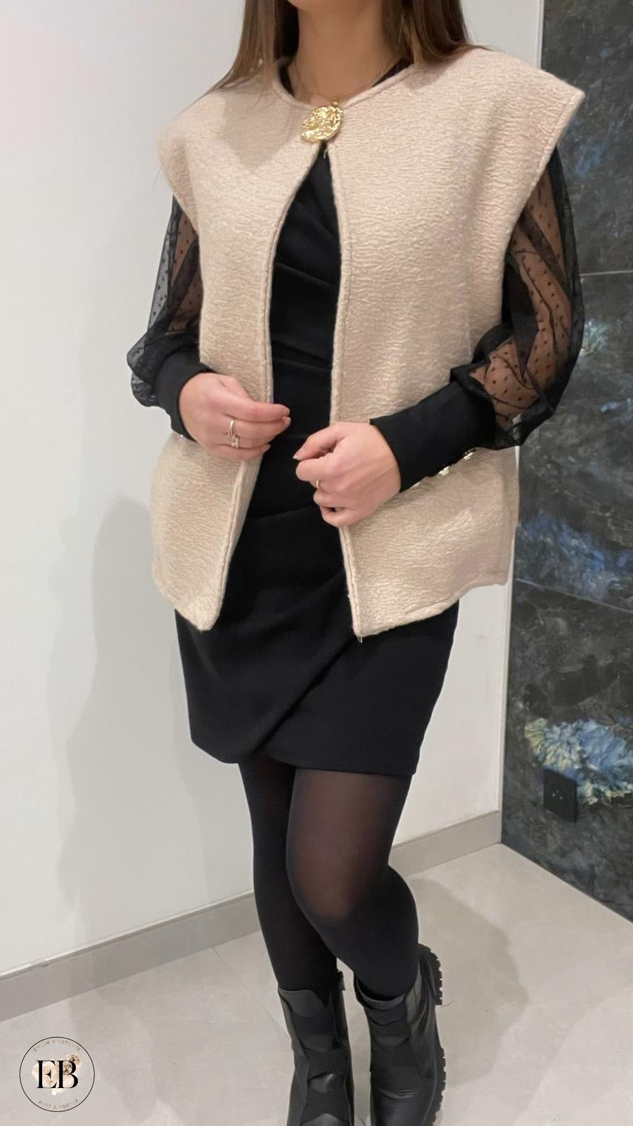 Gilet sans manches ADÈLE [ Beige ] Eylim Boutique