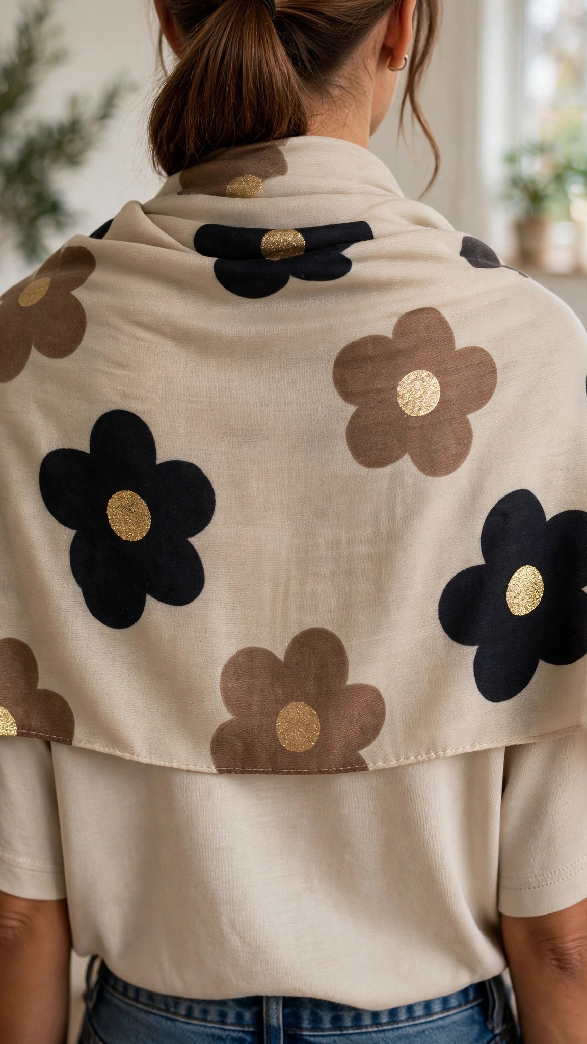 Foulard FLORA [ Beige ] Eylim Boutique