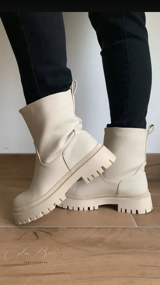 Bottines ALBINA [ Beige ] - Eylim Boutique