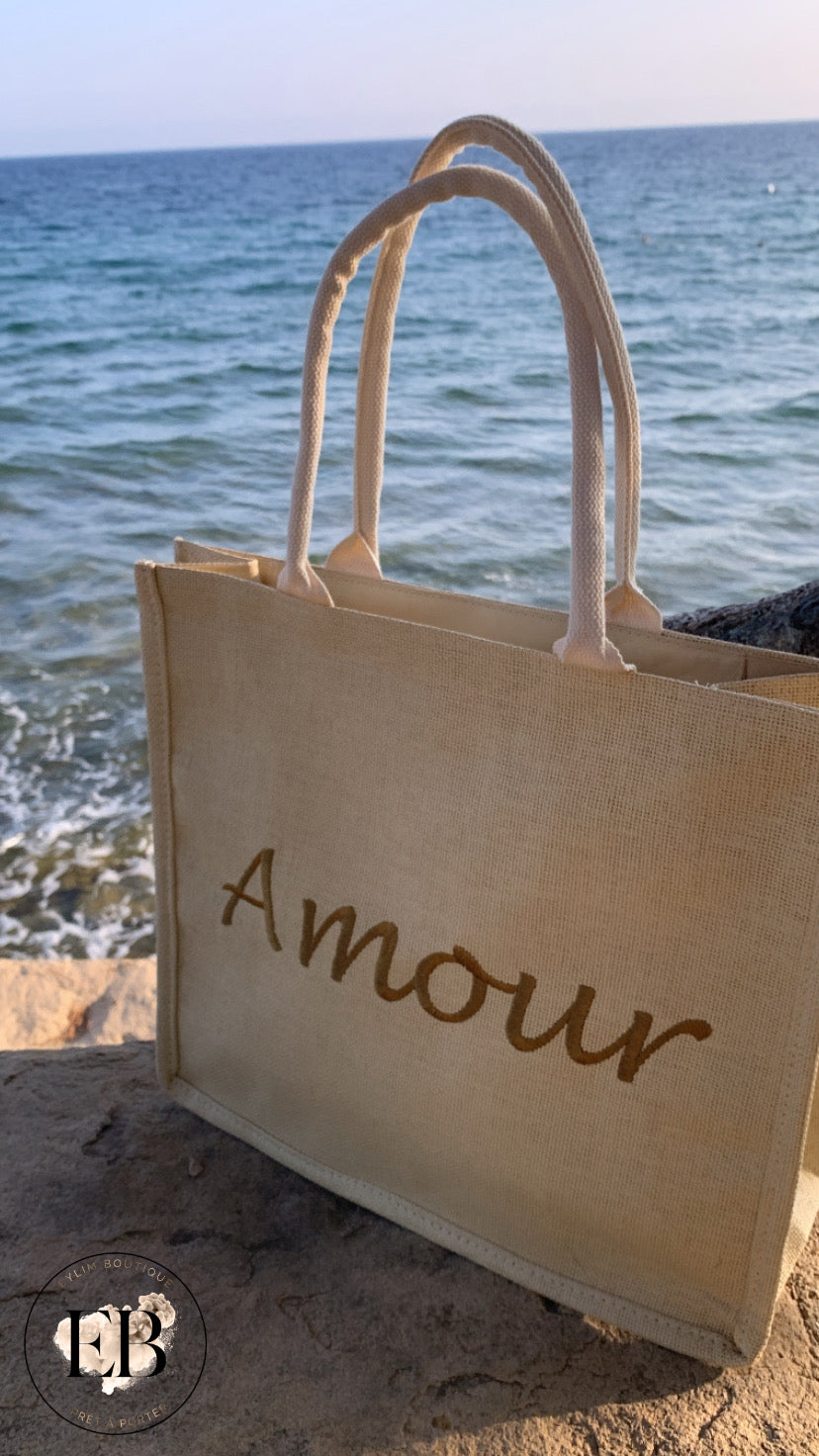 Sac fourre tout AMOUR [ Beige ]