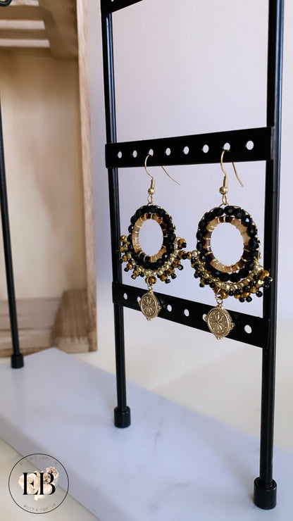 Boucles d’oreilles [ Noir & Doré ] Eylim Boutique