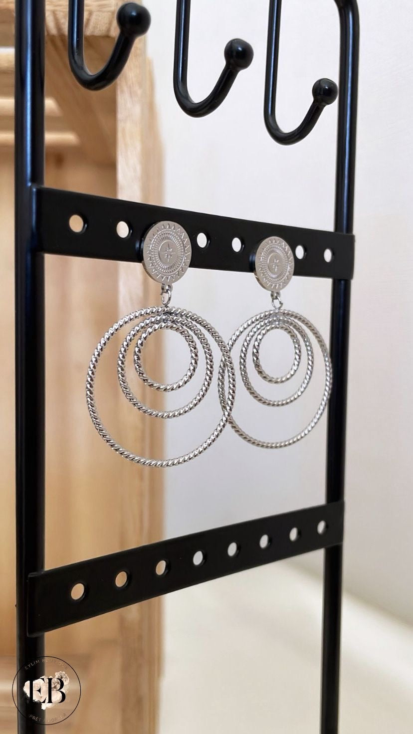 Boucles d’oreilles pendantes [ Argenté ]