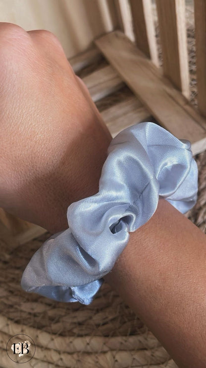 Chouchou SATINÉ [ Gris argenté ] - Eylim Boutique