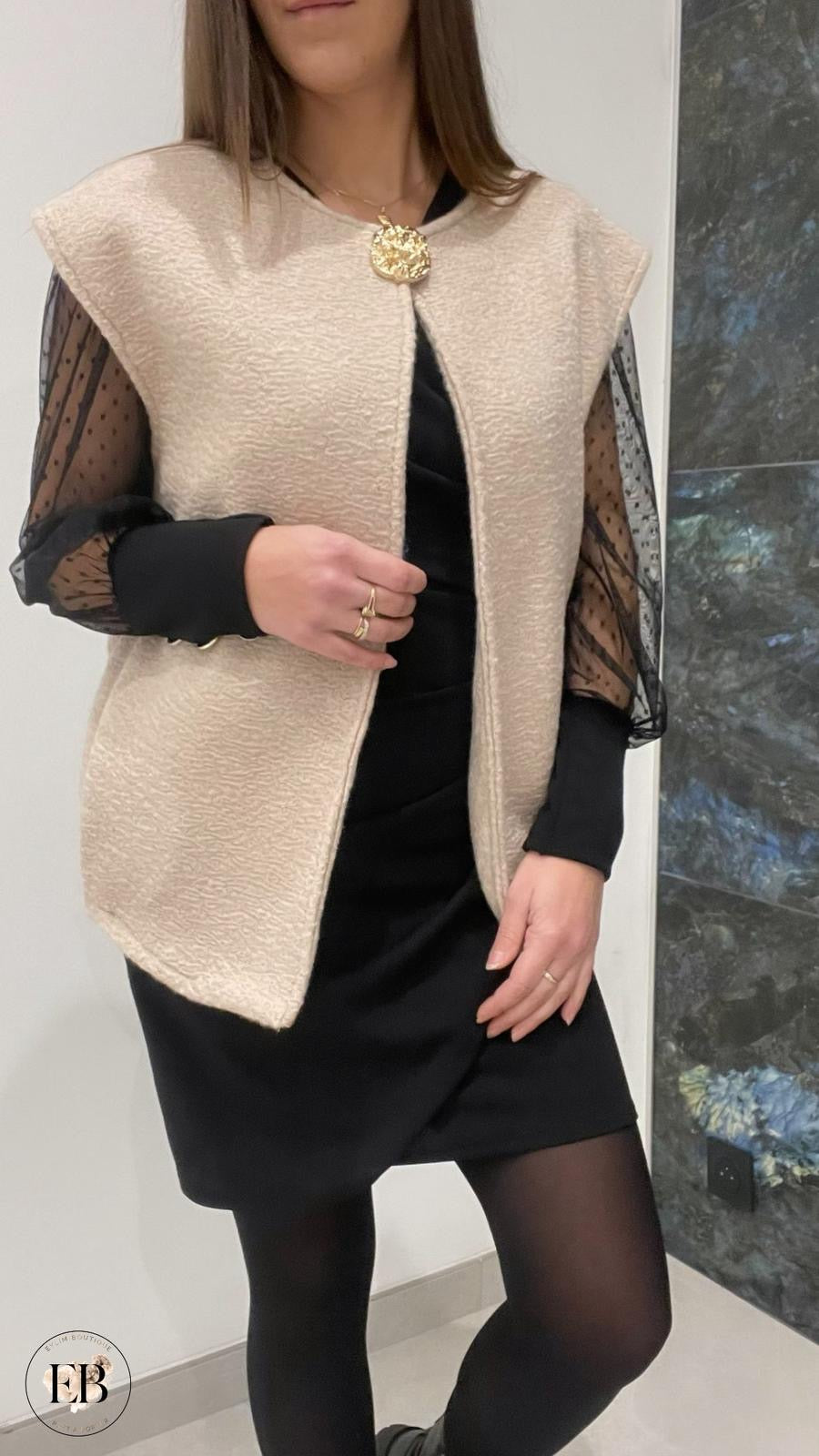 Gilet sans manches ADÈLE [ Beige ] Eylim Boutique