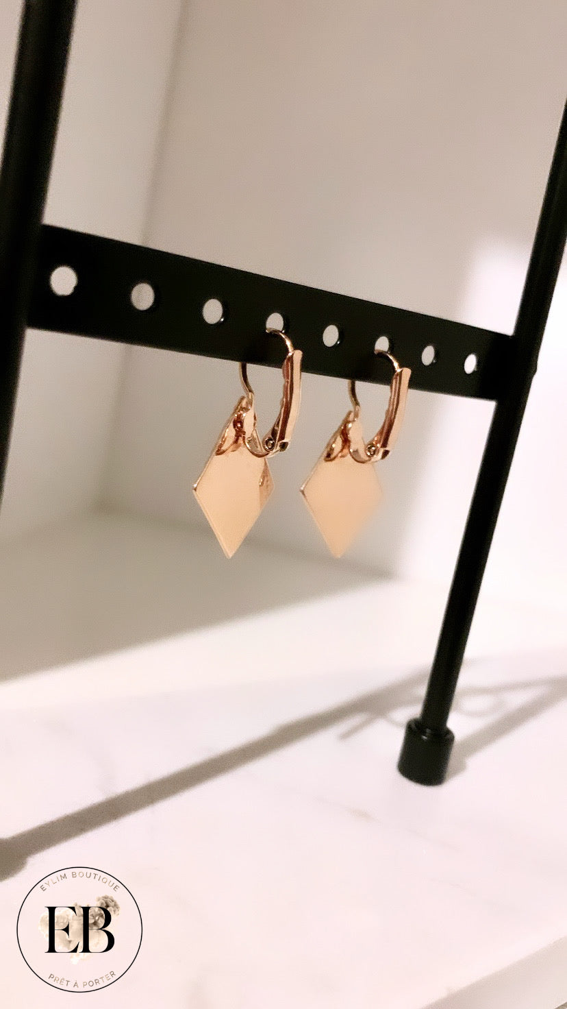 Boucles d’oreilles pendantes [ Rose Gold ]