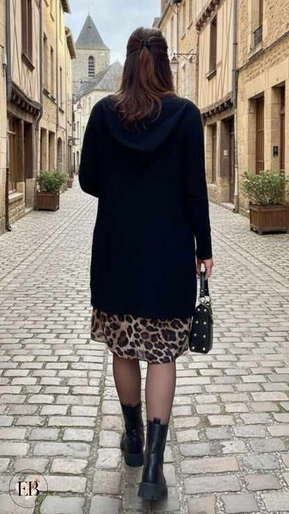 Gilet à capuche CÉLESTE [ Noir ] - Eylim Boutique