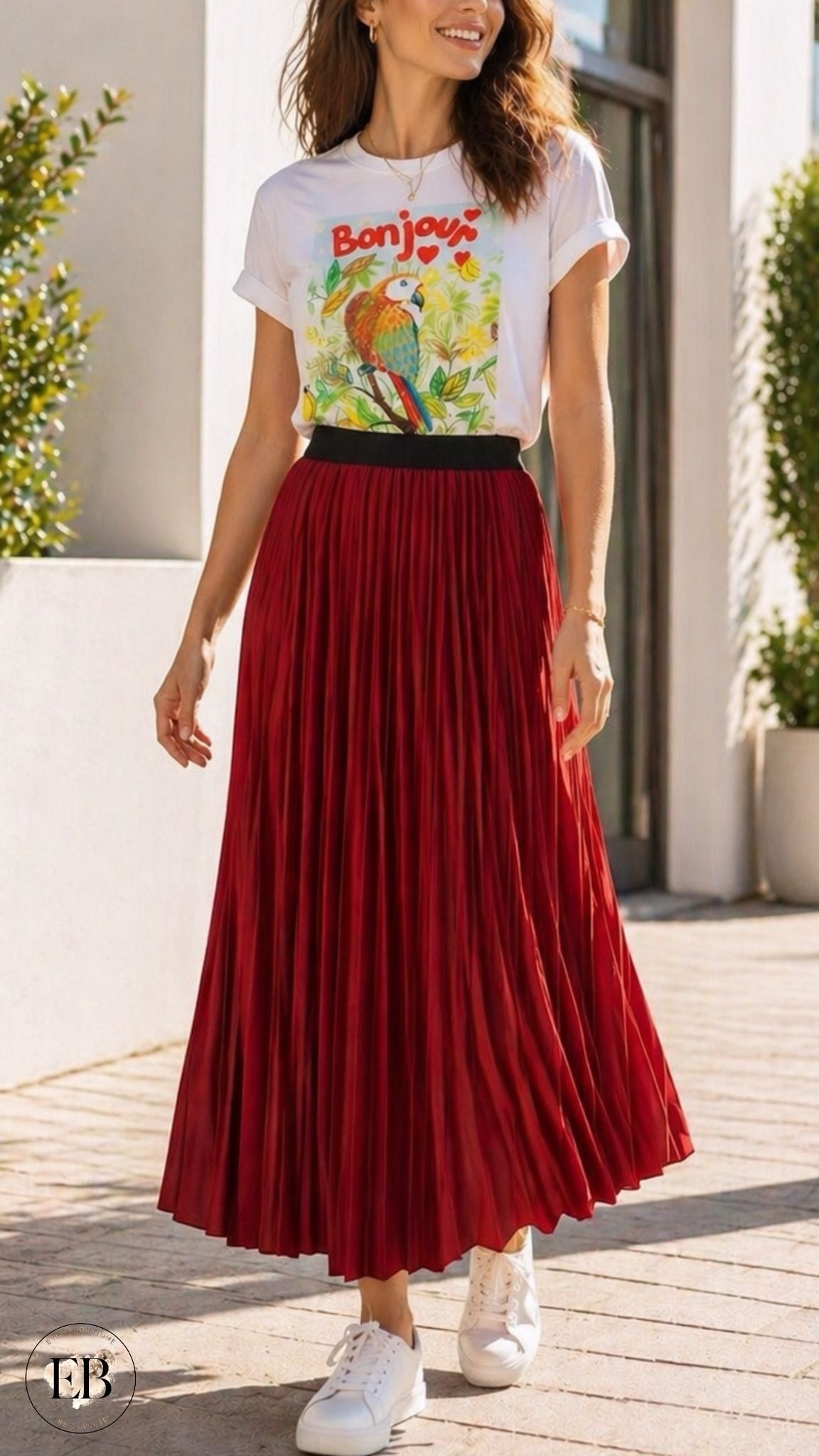 Jupe plissée AUDREY [ Bordeaux ] Eylim Boutique