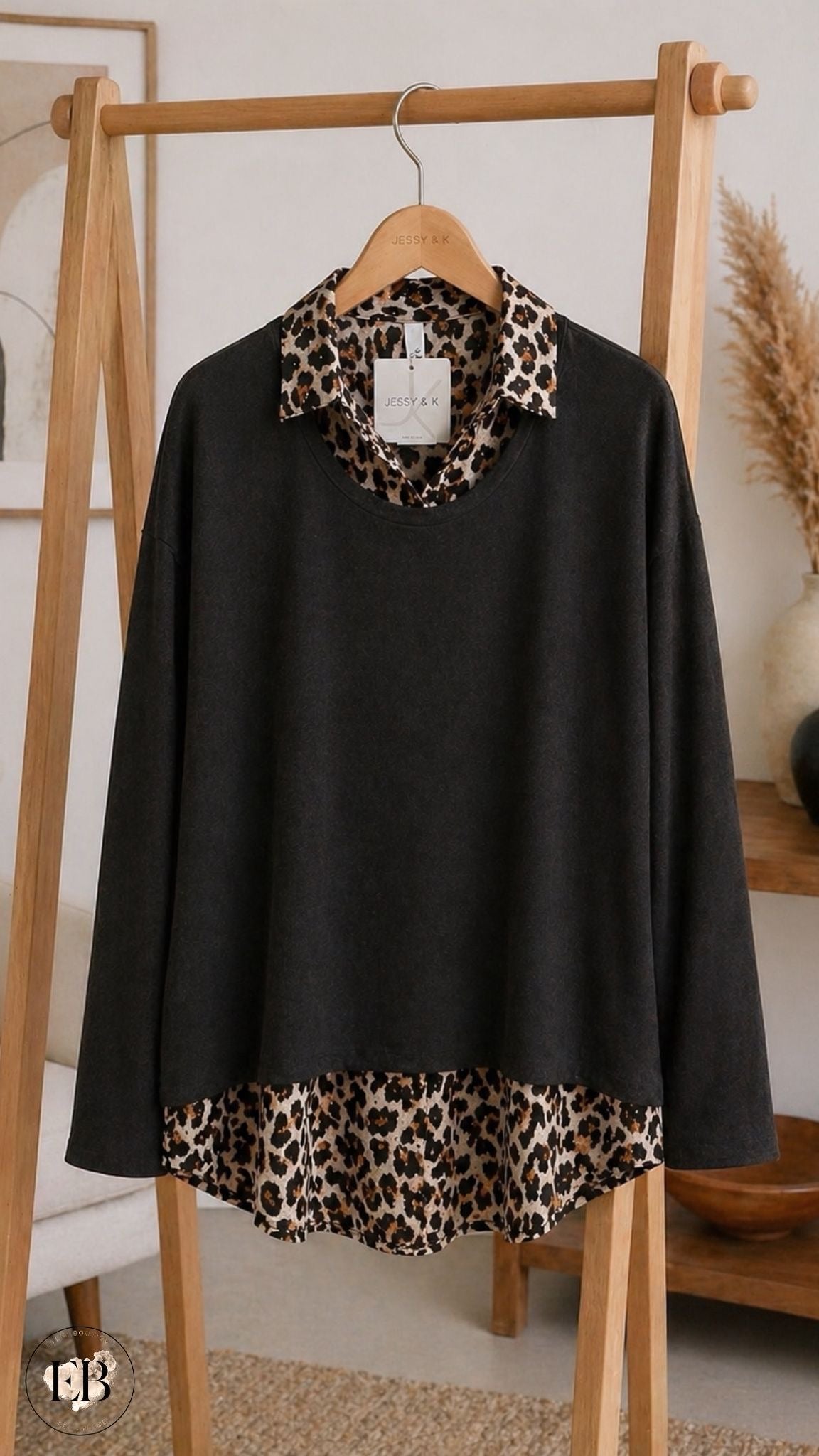 T-shirt / Chemisier LÉOPARD [ Noir ] Eylim Boutique
