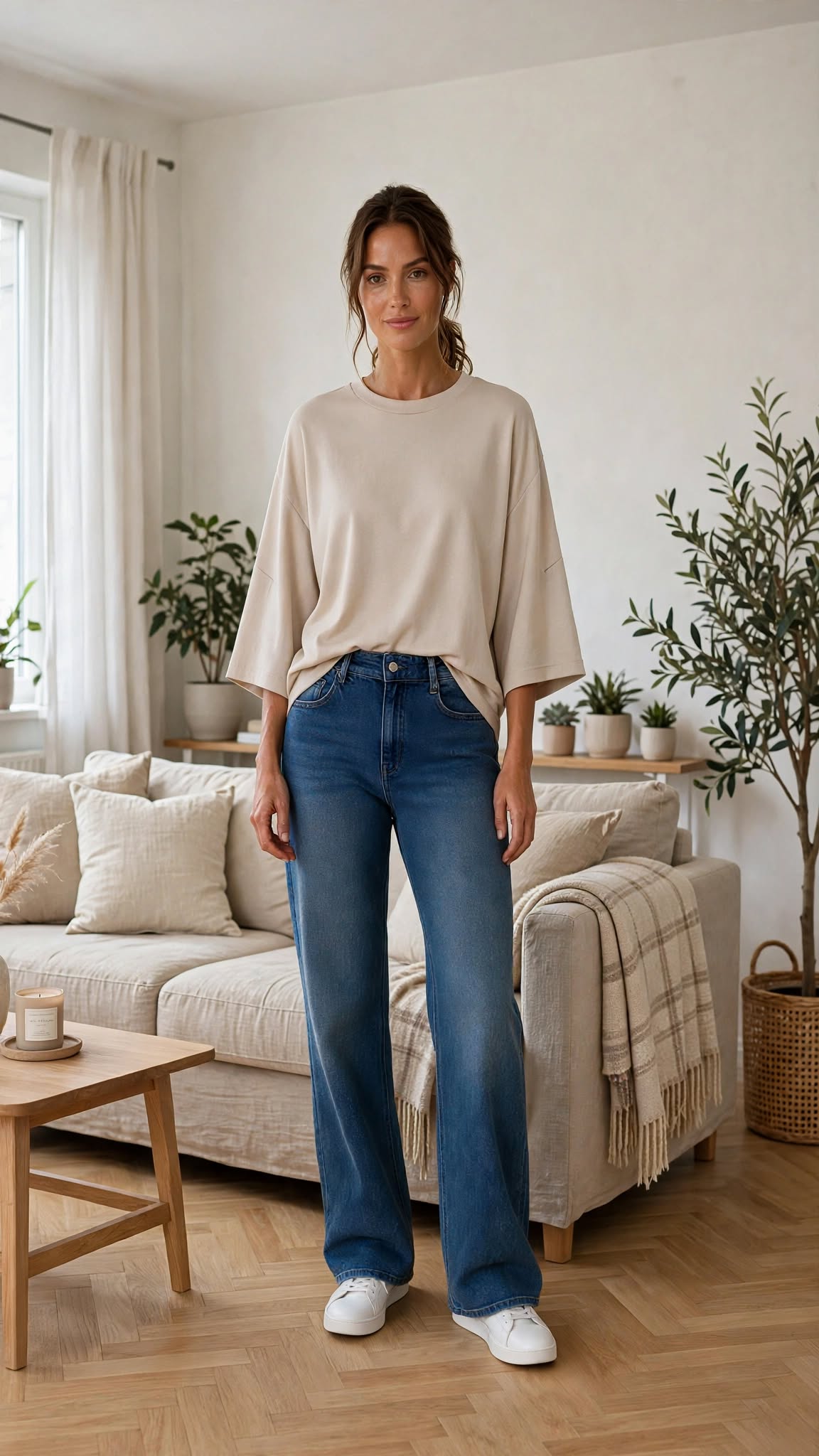 T-shirt large [ Beige ] Eylim Boutique