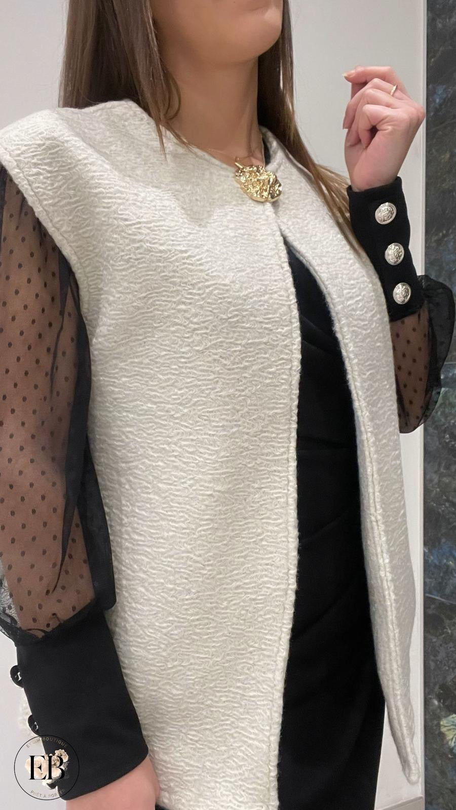 Gilet sans manches ADÈLE [ Écru ] Eylim Boutique