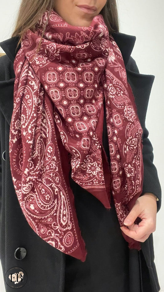 Foulard carré ALBA [ Bordeaux ] Eylim Boutique