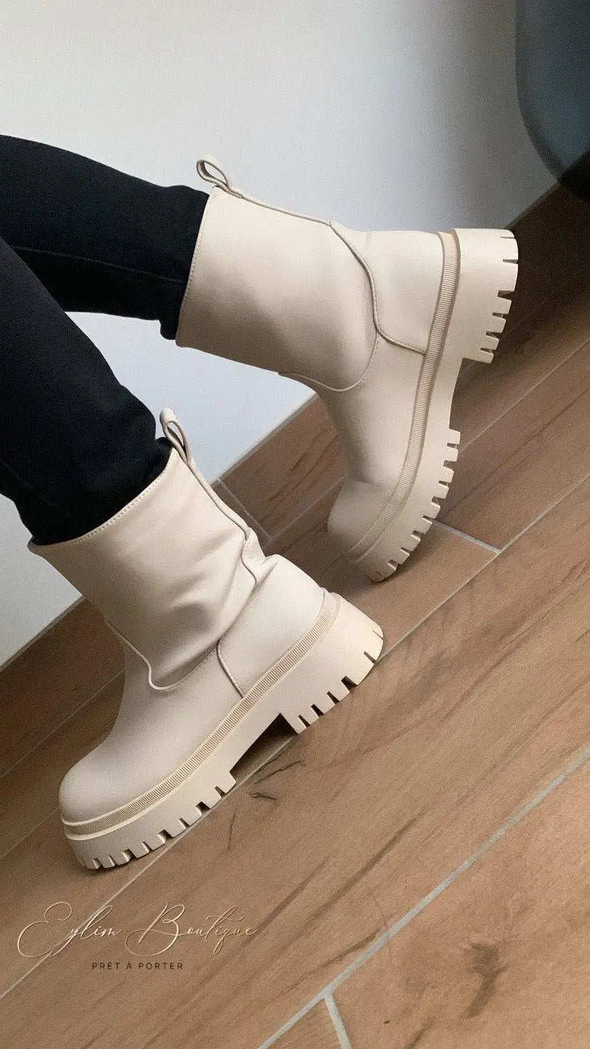 Bottines ALBINA [ Beige ] - Eylim Boutique