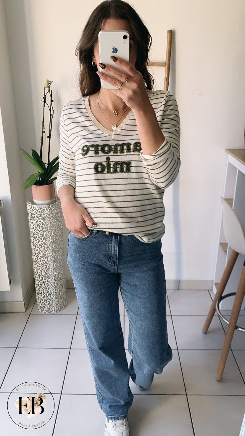 T-shirt AMORE MIO [ Kaki ] Eylim Boutique
