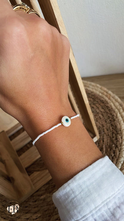 Bracelet ŒIL [ Blanc ] Eylim Boutique