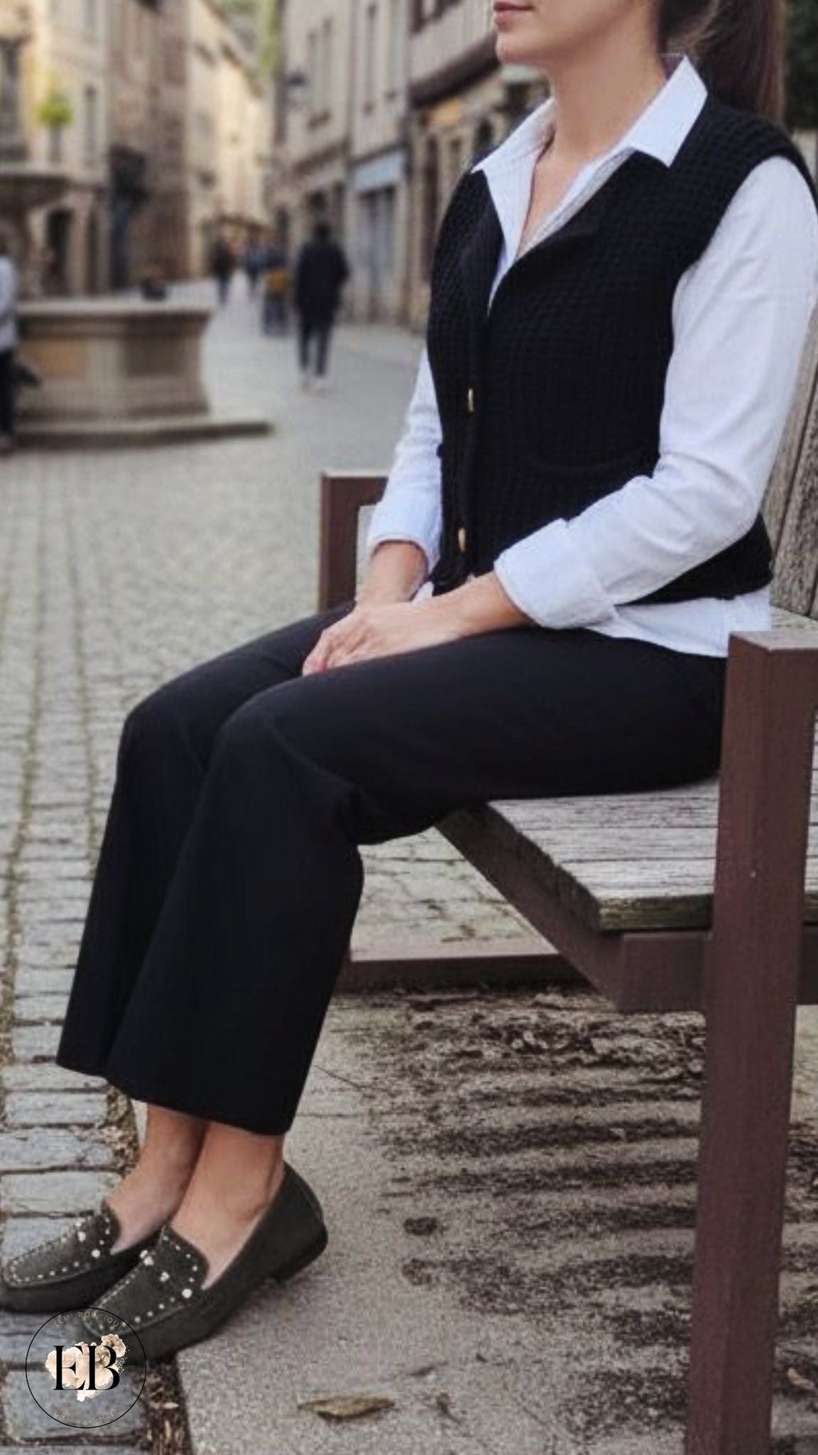 Gilet tricot sans manches [ Noir ] Eylim Boutique