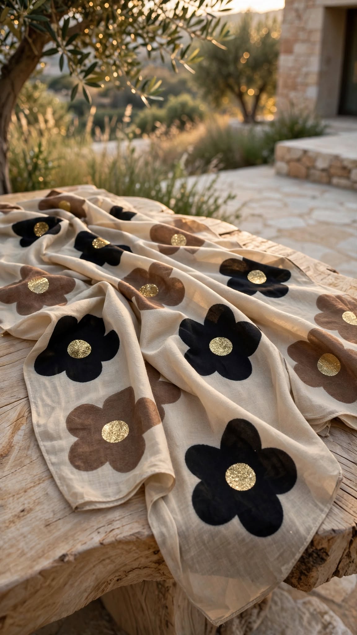 Foulard FLORA [ Beige ] Eylim Boutique