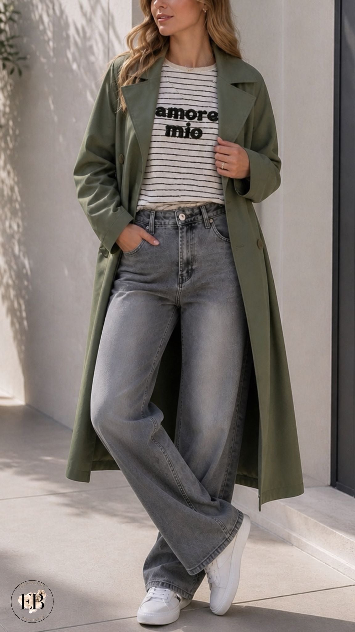 Trench long CLÉMENCE [ Kaki ] Eylim Boutique