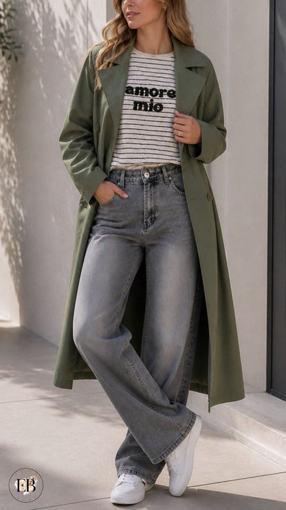 Trench long CLÉMENCE [ Kaki ] Eylim Boutique
