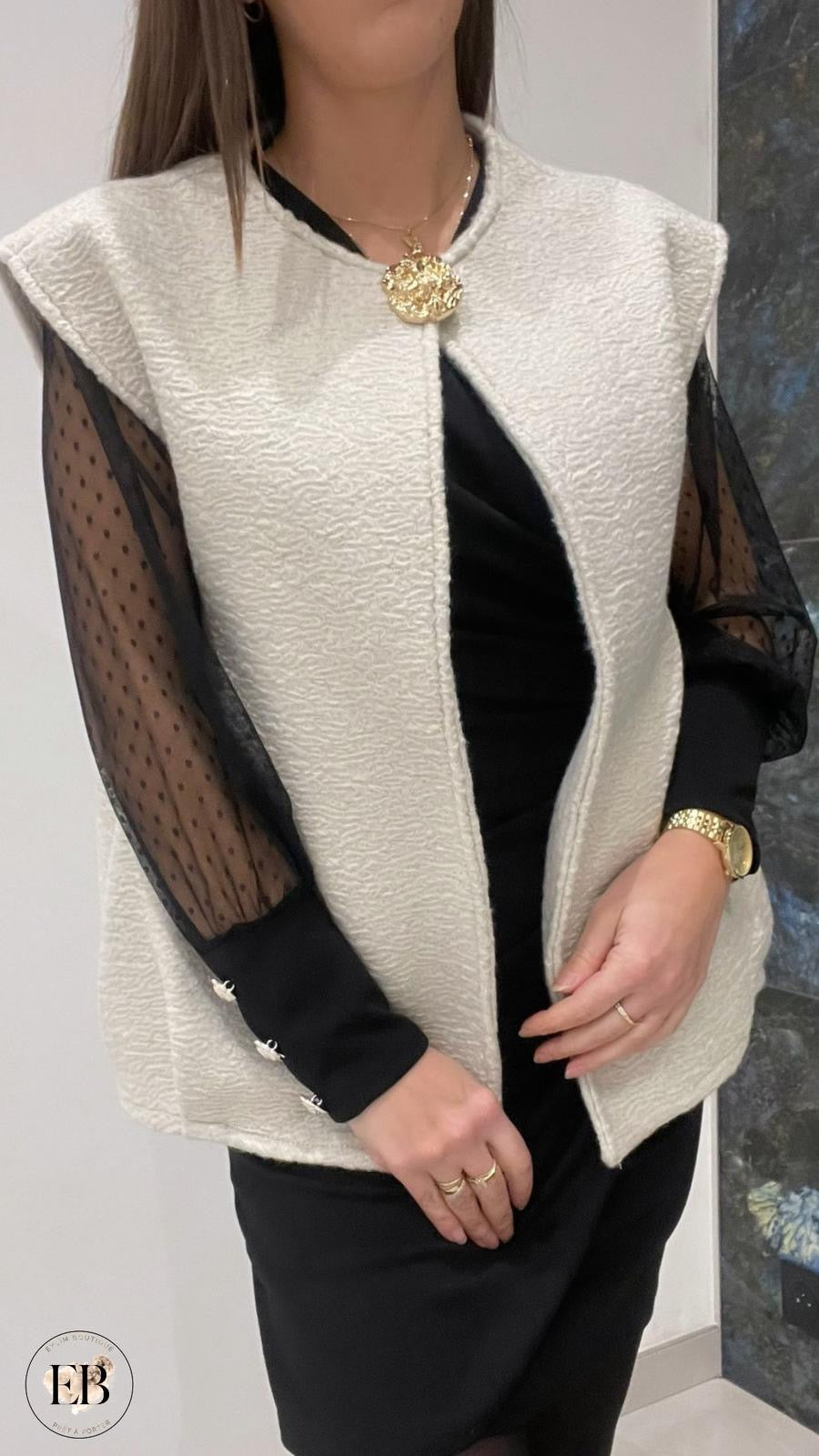 Gilet sans manches ADÈLE [ Écru ] Eylim Boutique