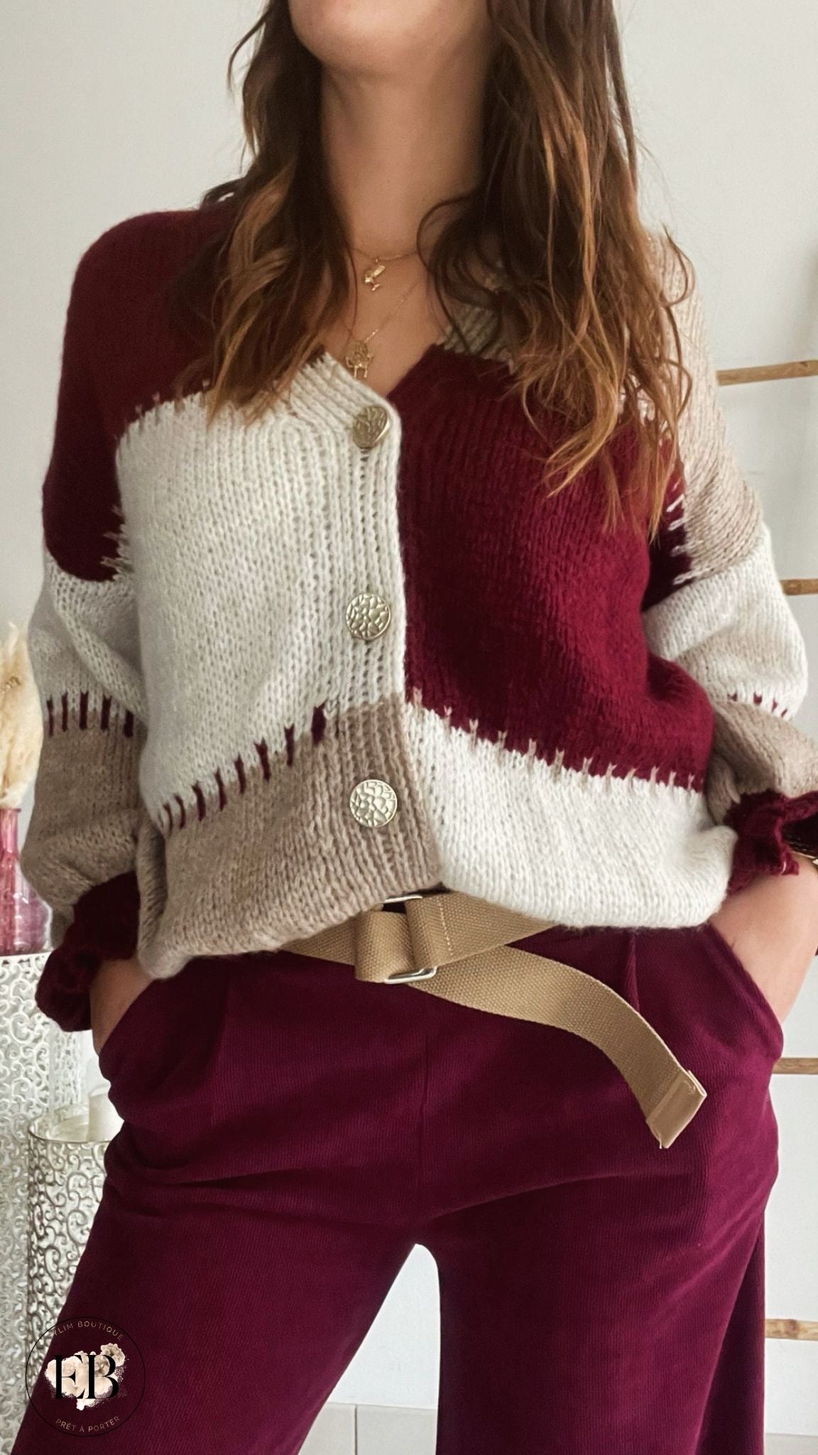 Gilet [ Bordeaux ] Eylim Boutique