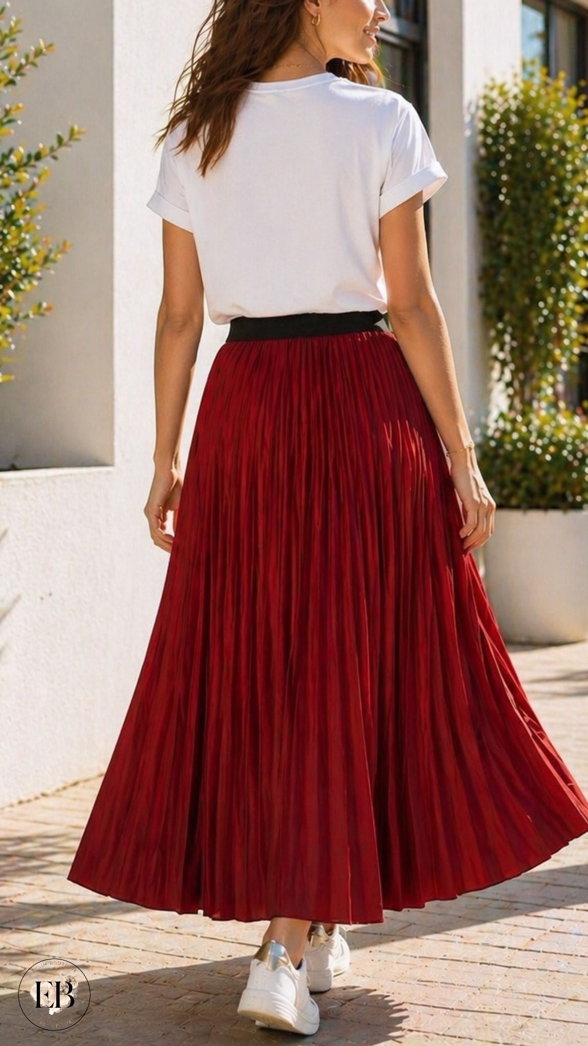 Jupe plissée AUDREY [ Bordeaux ] Eylim Boutique