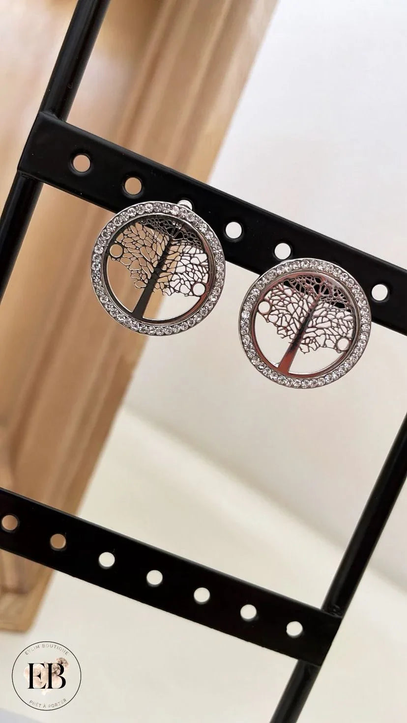 Boucles d’oreilles ARBRE DE VIE [ Argenté ] Eylim Boutique