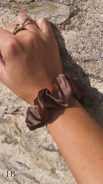 Chouchou SATINÉ [ Chocolat ] - Eylim Boutique