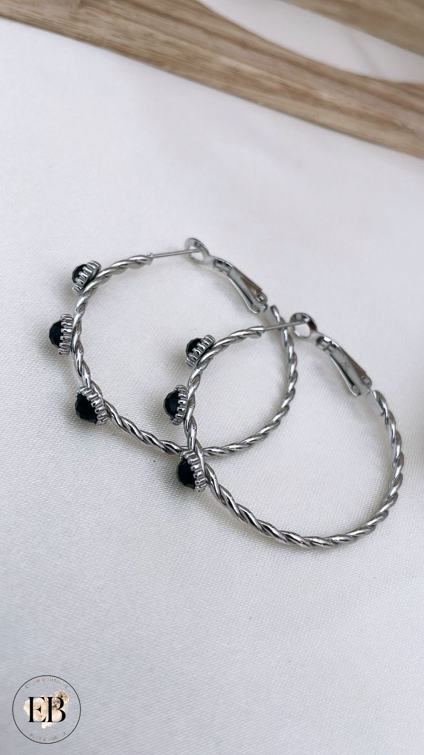 Boucles d’oreilles CRÉOLES [ Argenté ]