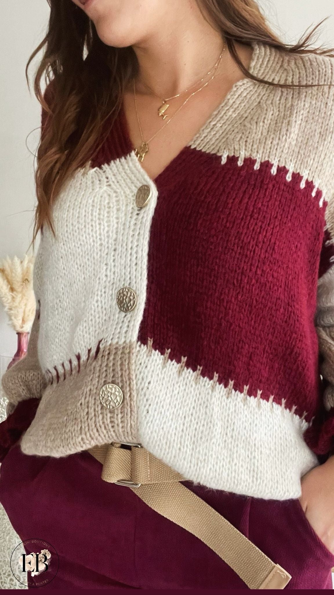 Gilet [ Bordeaux ] Eylim Boutique