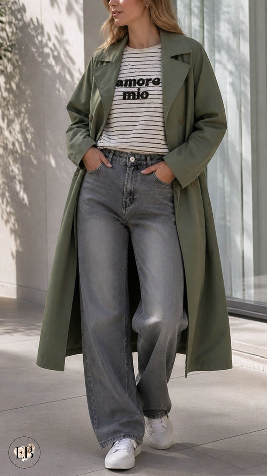 Trench long CLÉMENCE [ Kaki ] Eylim Boutique
